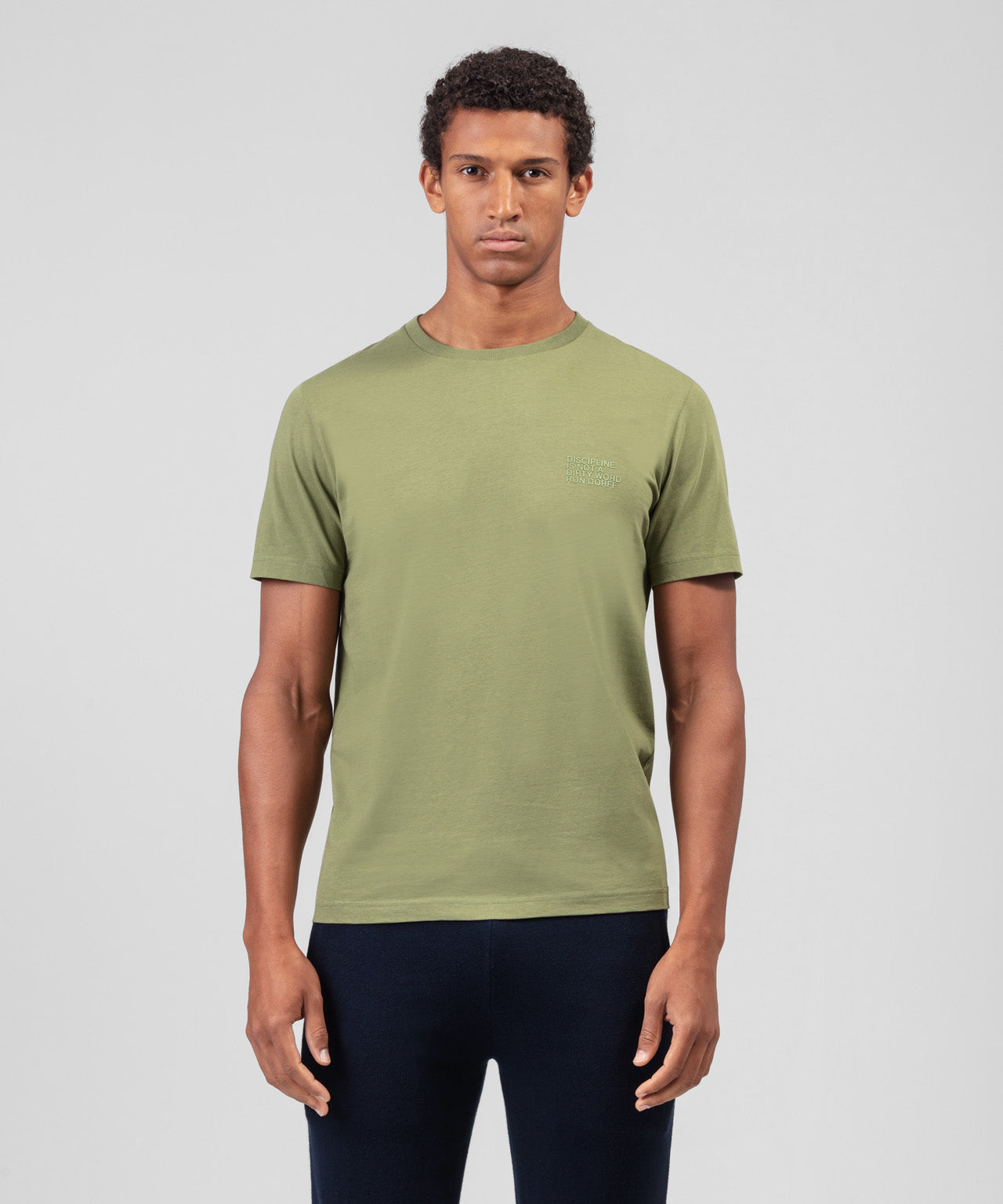 Organic Cotton T-Shirt DISCIPLINE Small Print: Moss Green
