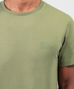 Organic Cotton T-Shirt DISCIPLINE Small Print: Moss Green
