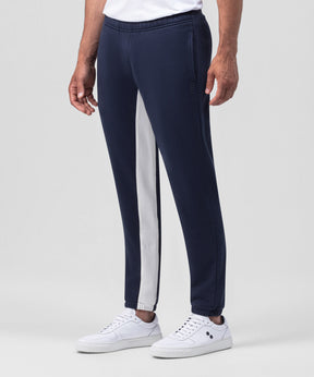 Jogging Trousers w Side Lines: Navy/Off White