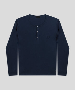 Long-Sleeved Henley: Navy