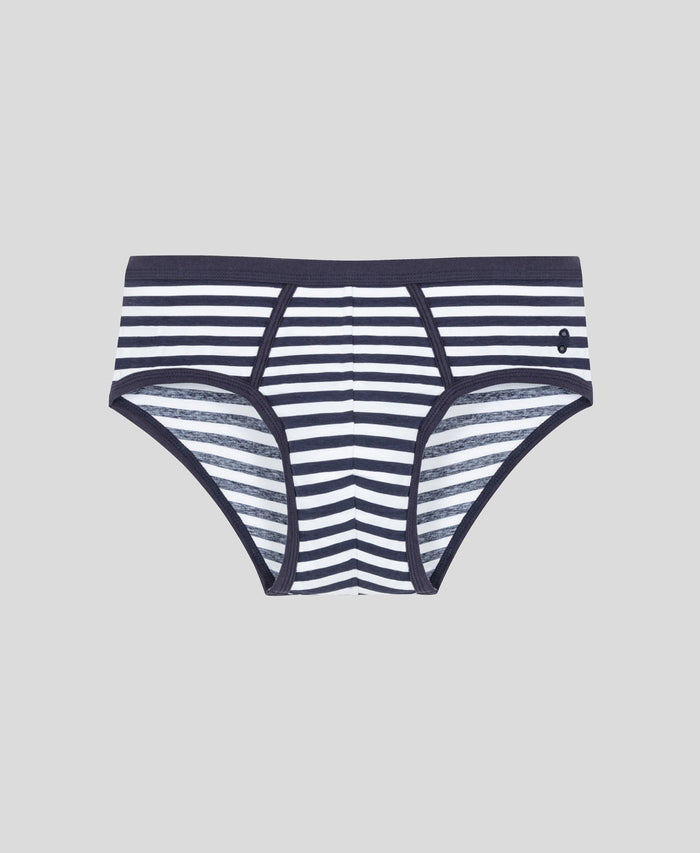 Y-Front Briefs: Navy/White