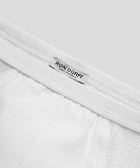 Cotton Mesh Y-Front Briefs: White